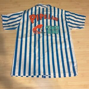 Vintage Striped Surf Boys Button Down Shirt Starting Line Size 12-14 USA Made